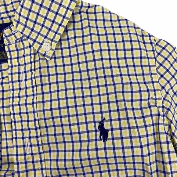 Ralph Lauren Yellow & Navy Button down shirt size 5 - Picture 4 of 4